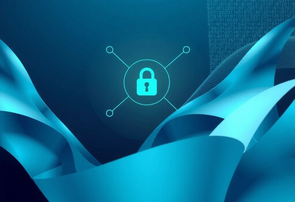 Abstract image representing privacy and data security with geometric shapes and subtle lock icons